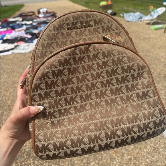 Michael Kors Brown Logo Backpack - Picture 1 of 2